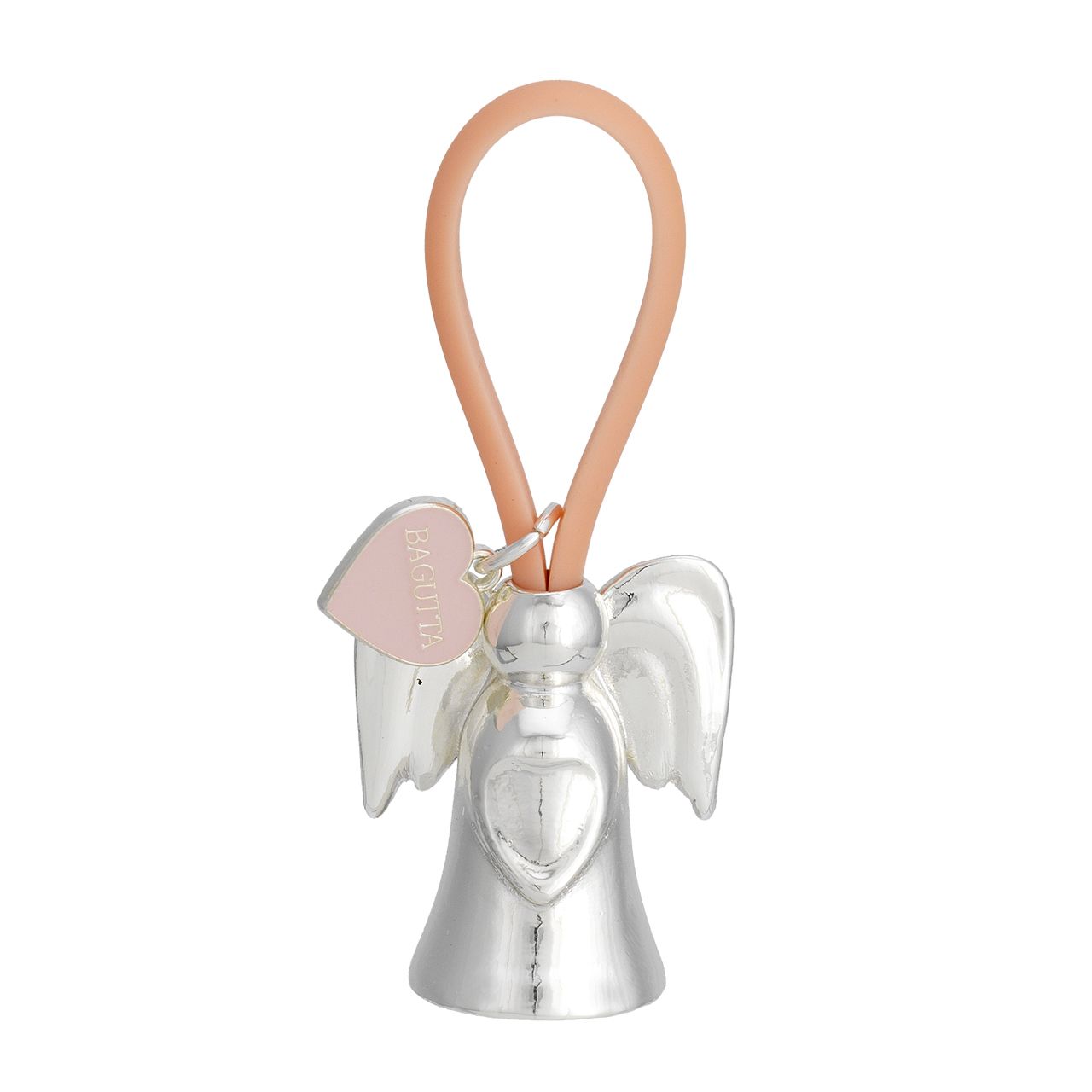 PORTACHIAVI ANGELO 1 SILVER PLATED GANCIO IN SILICONE ROSA